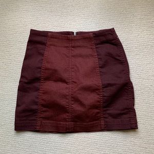 Free People Modern Femme Denim Skirt in Maroon